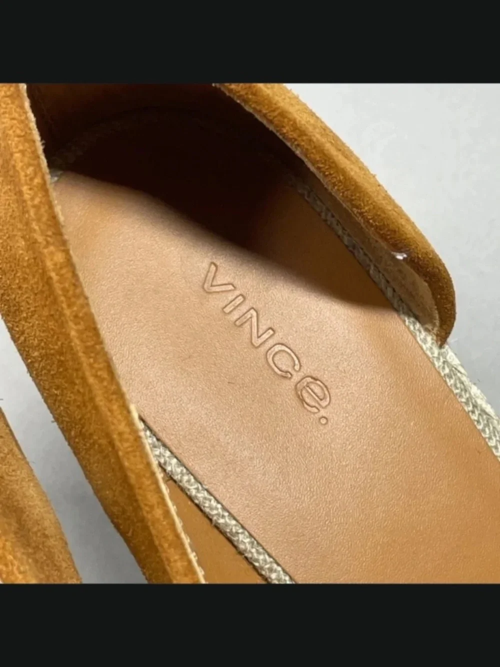 NEW Vince Wedge Heels Womens 10 brown suede leather jute Sonora designer